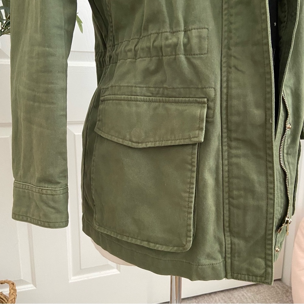 Cargo Utility Hoodie Jacket, Military Vibe, Adjustable Gathered Waist - Picture 5 of 14